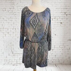 ECU Tart Long Sleeve Onesie Shorts Romper Geometric Print Diamond